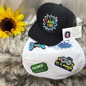 Game On Kids Cap and Bib Set - Black and White